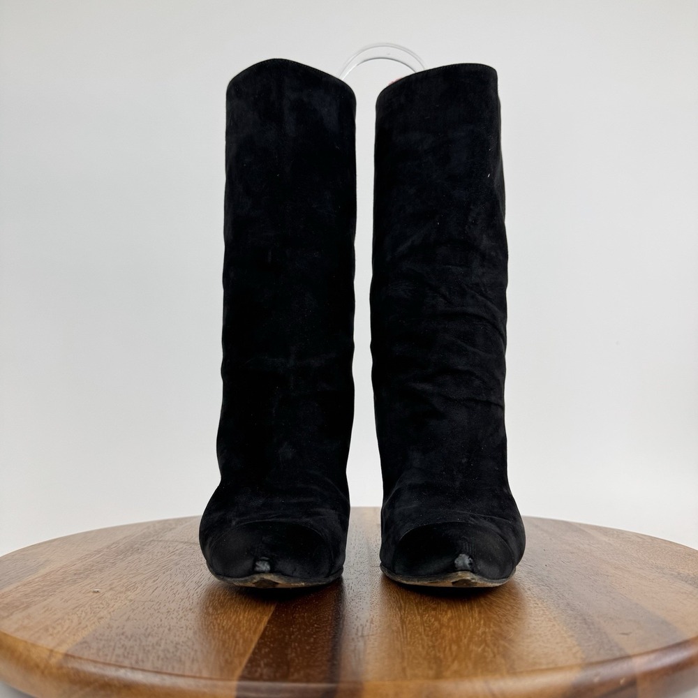 Womens Chanel Black Calfskin‎ Suede Satin Gabrielle Heeled Mid Boots Size EU 36 - Picture 3 of 11